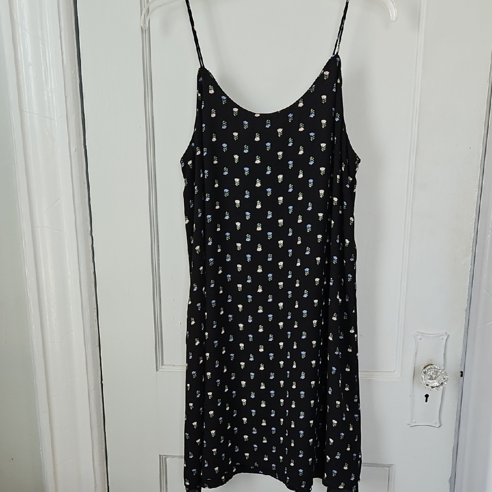 Black Floral Mini Dress- M